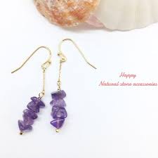 ピアス アメジストのさざれ石ピアス ピアス 天然石ジュエリー ピアス ハンドメイド