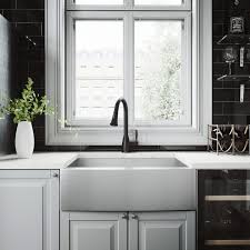 Stainless steel appliances w/ oil rubbed bronze accents. Vigo All In One 30 Camden Stainless Steel Farmhouse Kitchen Sink Set With Aylesbury Faucet In Antique Rubbed Bronze Grid And Strainer