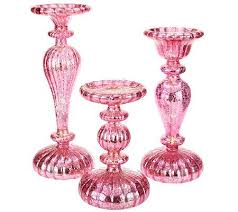 Pink mercury glass pedestal candle holders. Set Of 3 Illuminated Mercury Glass Pedestals By Valerie Qvc Com Mercury Glass Mercury Glass Candle Holders Valerie Parr Hill
