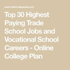 Top 30 Highest Paying Trade School Jobs And Vocational School Careers School Jobs Vocational School Trade School
