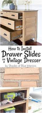 They remove the old nails, measure the length of the space using a folding ruler, and then cut a new runner using a scrap piece of wood. How To Install Drawer Slides On A Vintage Dresser Shades Of Blue Interiors