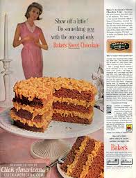 How To Make The Original Baker S German Sweet Chocolate Cake 1961 Recipe Sweet Chocolate Coconut Pecan Frosting Bakers Chocolate