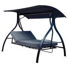 balancoire a 3 sieges inclinables avec auvent acier noire sw15018 1 ro rona in 2021 outdoor swing seating patio swing