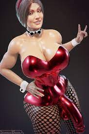 1futa 3d alternate version available big balls big breasts big  penis bunnysuit choker cock sleeve (clothes) dc dc comics diana prince  erection under clothes futa only futanari injustice 2