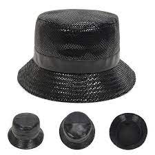 Aliexpress Com Buy Top Quality Popular Pu Paillette Black Bucket Hat Unisex Magician Style Fashion Bucket Hip Hop Cap For E Hip Hop Cap Black Bucket Hat Hats