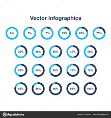 set pie chart infographic elements 100 percents stock