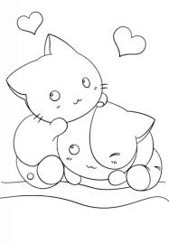 Cute funny seamless pattern with cats and accessories. Kawaii Dog And Cat Coloring Pages