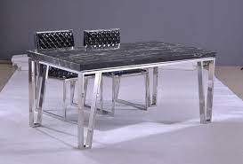 Stainless Steel Dining Table With Chairs And Marble Countertop Dining Room Table Marble Steel Dining Table Marble Top Dining Table