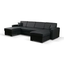 Il est composé d'un endroit aspect cuir et d'un envers tissé en toile. Canape D Angle Convertible Panoramique Lit Tissu Et Simili Cuir Mapo U Noir Ebay