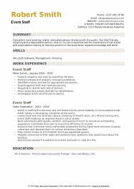 Cv template event jobs free. Event Staff Resume Samples Qwikresume