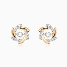 14k rose gold stud earrings, plated, tiny rose gold studs, sterling silver earrings, stud earrings, round rose gold earrings. Rose Gold Flower Diamond Earrings Monte Cristo