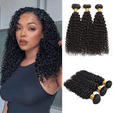 My hair is very wavy/curly and can get pretty big and frizzy when i don't style it. Buy Kinky Curly Bundles Human Hair Brazilian Virgin Kinky Curly Hair 3 Bundles 14 16 18 Inch 100 Unprocessed Jerry Curl Hair Bundles For Women 9a Grade 300g Natural Black Soft