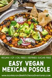 Easy Vegan Mexican Posole Monkey And Me Kitchen Adventures Recipe Vegan Mexican Easy Vegan Vegan Mexican Recipes