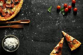 Messy Pizza On A Black Table Food Pictures Foodiesfeed Free Food Photos Food Food Photo How To Make Pizza