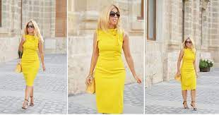 Una Idea Para Combinar Un Vestido Amarillo De Manera Impecable Vestido Amarillo Atuendo Amarillo