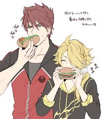 刀剣乱舞 ハンバーガーを食べる獅子王とホットドッグを食べる大包平 とある審神者 とうらぶ速報 刀剣乱舞まとめブログ ハンバーガー イラスト 刀剣 乱舞 刀剣