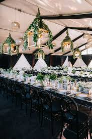 Black And White Wedding Ceremony Decorations Black White Wedding Reception With Hanging Lanterns Classic Natural Wedding Color Olive Green Weddings White Weddings Reception Black Wedding Decorations