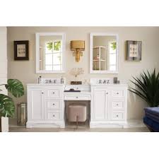 Costway white tri folding vanity makeup. De Soto 82 W Or 94 W Double Bathroom Vanity Set With Makeup Table Satin Nickel Hardware Multiple Base Finishes And Countertop Options By James Martin Furniture Kitchensource Com