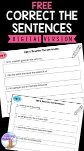 Correct The Sentences 2nd Grade In 2020 Sentence Editing Sentences Distance Learning