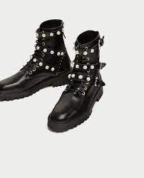 image 3 of leather ankle boots with faux pearls from zara schuhe damen tolle schuhe stiefeletten