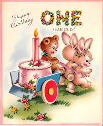 Birthday Wishes For One Year Old Baby Vintage 1951happy Birthday One Year Old Greetings Card B66 Vintage Birthday Cards Old Greeting Cards Kids Birthday Cards