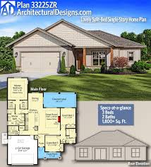 Plan 33225zr Lovely Split Bed Single Story Home Plan House Plans Porch House Plans Vintage House Plans