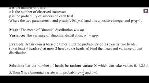 Binomial Distribution At Least At Most Exactly Mean Variance Binomial Distribution Distribution Probability