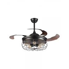 Excellent service · free shipping · low prices · huge selection 42 Inch Industrial Caged Ceiling Fan With Light And Remote Fandelier Invisible Retractable Blades Parrot Uncle Ceiling Fan Ceiling Fan With Light Fan Light