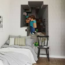 3d Minecraft Kids Room Wallpaper Minecraft Bedroom