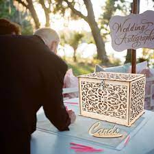 A real carved stump with moss as a card holder. Buy Ourwarm Diy Wedding Card Box With Lock Rustic Wood Card Box Gift Card Holder Card Box Perfect For Weddings Baby Showers Birthdays Graduations Hold Up 225 Cards Online In Vietnam B07m72l28k