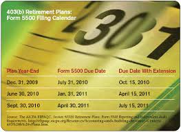 403 B Retirement Plans Form 5500 Filing Calendar