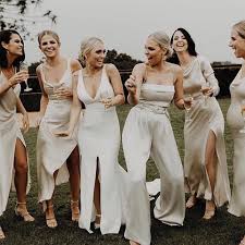 Ivory Tribe Bridal Party Outfit Silk Bridesmaid Dresses Matching Bridesmaids Dresses