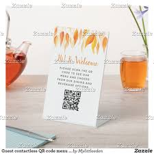 Guest Contactless Qr Code Menu Fall Pedestal Sign Zazzle Com Business Signage Office Signs Create Sign