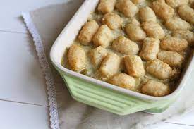 Bring the cream to a simmer in a small saucepan, and whisk in the cream cheese and mustard until smooth. Cauliflower Tot Casserole Joyfully So