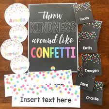 These Colourful Confetti Labels For Class Just Scream Fun Brighten Your Classroom With These Ea Classroom Labels Rainbow Theme Classroom Classroom Jobs Display