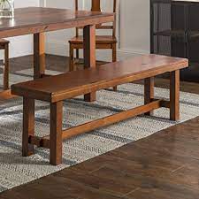 Rustic dining table with bench seats. Amazon Com Walker Edison Furniture Rustic Farmhouse Wood Distressed Dining Room Kitchen Bench Brown Oak Furniture Decor