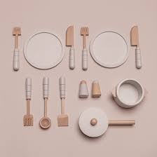 Dinette Bois Cuisine Enfant 13 Accessoires Gris En 2020 Dinette Bois Dinette Cuisine Enfant