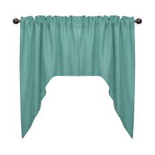 4.6 out of 5 stars. Aiking Home Rod Pocket Faux Linen Textured Semi Sheer Swag Kitchen Curtains Valances For Small Window Set Of 2 28 X38 Each Panel Aqua Green Walmart Com Walmart Com
