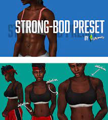 I didn't include body presets just because i don't use those. Estrojan S Strong Bod Preset My First Playing Sims 4 Sims 4 Body Mods Sims 4 Sims