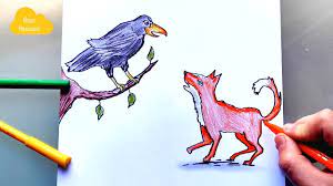 Comment dessiner un corbeau et un renard facilement - YouTube