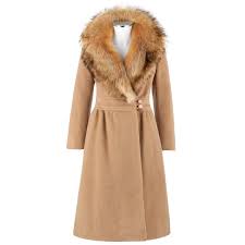 Akris camel boucle belted long coat. Pierre Cardin C 1970 S Camel Wool Genuine Fox Fur Collar Princess Coat For Sale At 1stdibs