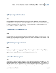 A final year project is a document that students write during the academic year and submit at the end of spring semester. Final Year Project Proposal Sample Pdf