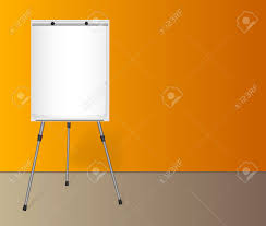 Flip Chart With A Blank Sheet Of Paper On A Tripod Near A Colored