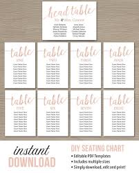 Seating Chart Cards Wedding Template Rose Gold Wedding Decorations Diy Wedding Seating Plan Instant Download
