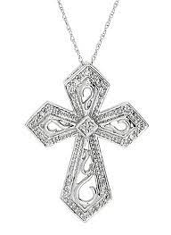 14kt Gold Filigree Open Design Diamond Cross Pendant Necklace 1 10 Cttw I J Color I2 I3 Clarity Cross Jewelry Diamond Cross Pendants Cross Pendant Necklace