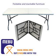 Banquet Table Blow Mold Foldable 180x76cm Polyethylene Hdpe Height Of The Table Is 74cm Table De Banquet Blow Mold Hauteur 74cm Pliable