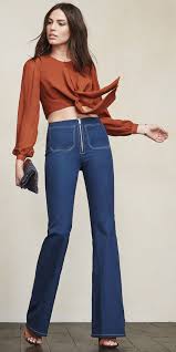 68% viscose, 27% linen, 5% cotton. Navy Blue Flare Jeans Howtowear Fashion