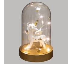 Lampe A Poser Cloche Verre Licorne H 18 5 Cm Luminaire Enfant But