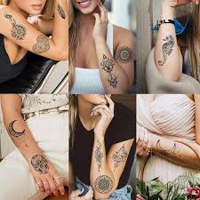 Today, henna art is still practiced by men and women all over the world. Buy Tasroi 32 Sheets Sexy Black Henna Temporary Tattoos For Women Girls Mehnid Lace Tatoo Sticker Neck Mandala Flower Butterfly Lotus Rose Tattoo Temporary Dreamcatcher Elephant Henna Tattoo Kit Adults Online In