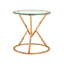 Stylish side table with golden framethis glass side table not only provides you with a stable storage surface on which you can present a vase with magnificent red roses. Signature By No18 Geo Rose Gold Round Side Table Tables From No18 Interiors Uk